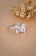 Silver Crystal Flutter Butterfly Ring