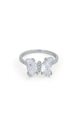 Silver Crystal Flutter Butterfly Ring