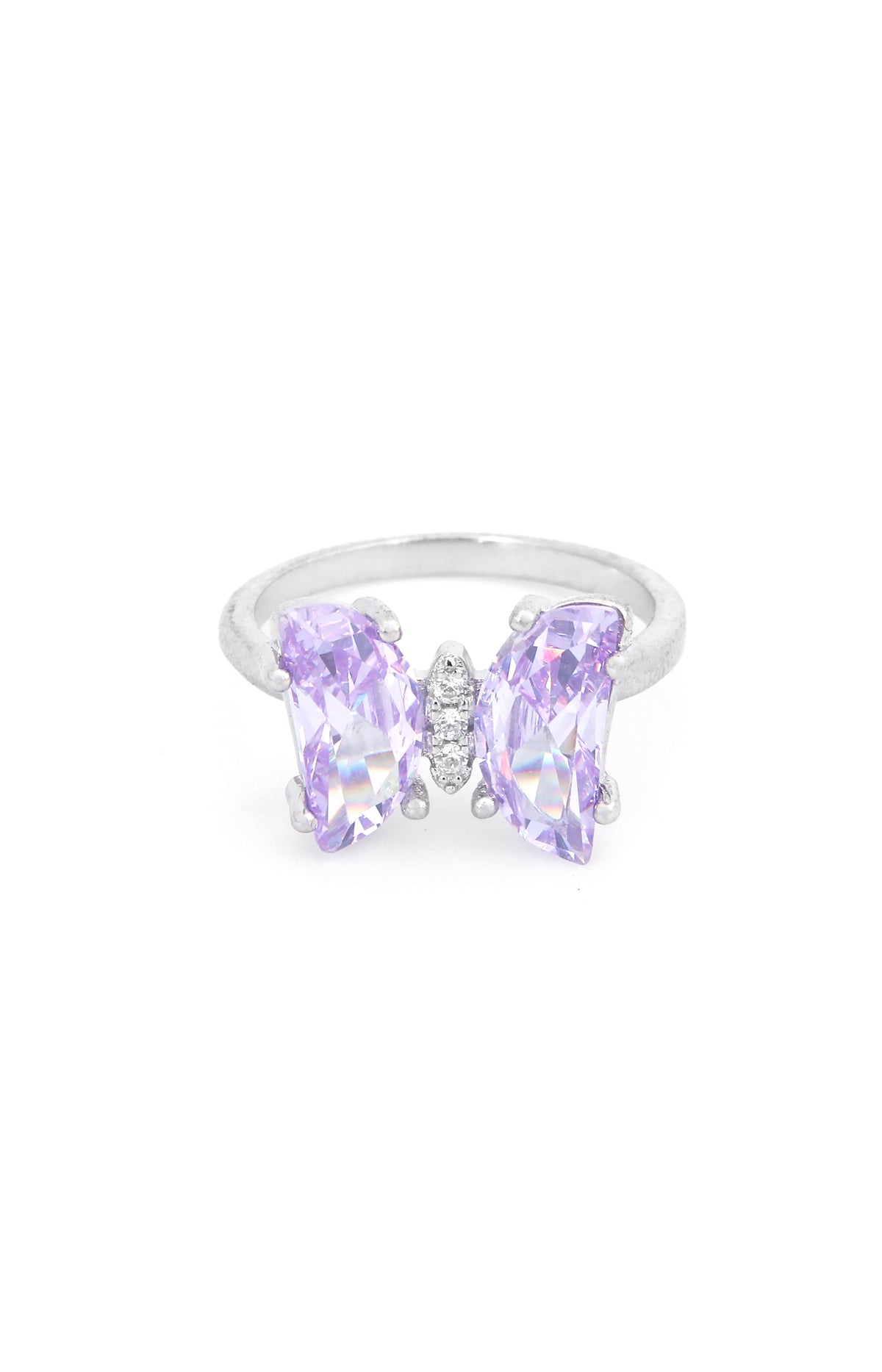 Lavender Breeze Butterfly Silver Ring