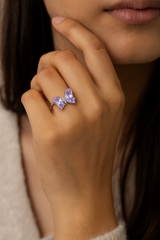 Lavender Breeze Butterfly Silver Ring