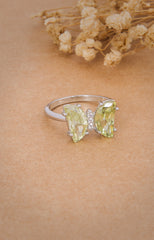Silver Lemon Frost Butterfly Ring