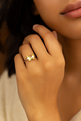 Golden Gleam Butterfly Ring