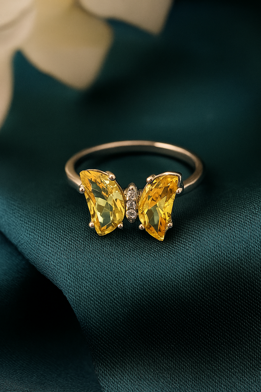 Golden Gleam Butterfly Ring