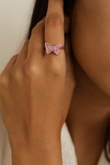Rosé Flutter Butterfly Silver Ring