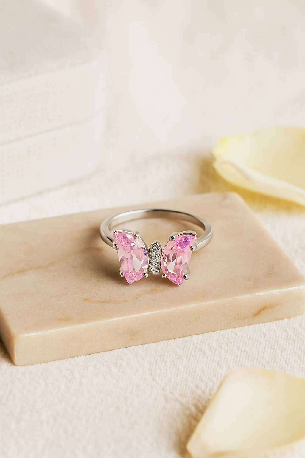 Rosé Flutter Butterfly Silver Ring