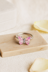 Rosé Flutter Butterfly Silver Ring