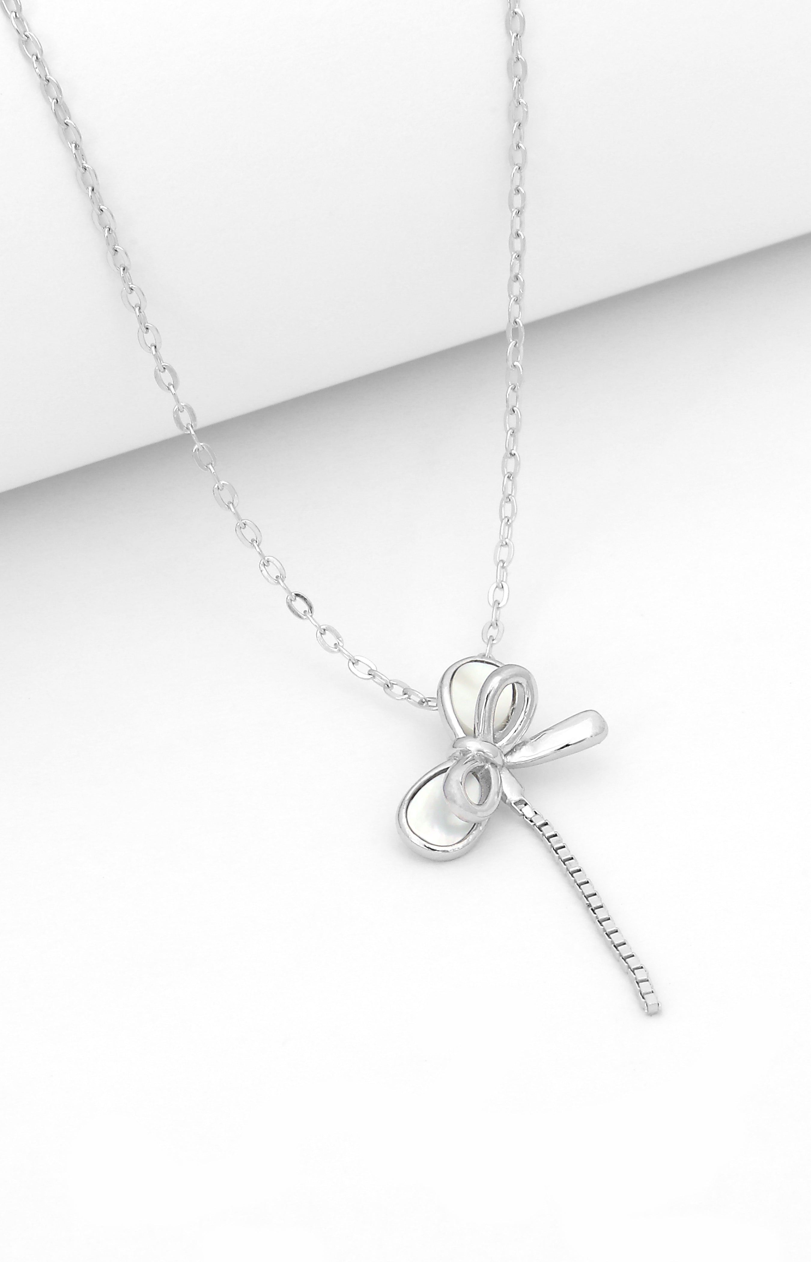 Silver Grace Bow Pendant Necklace
