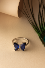 Silver Midnight Butterfly Gem Ring
