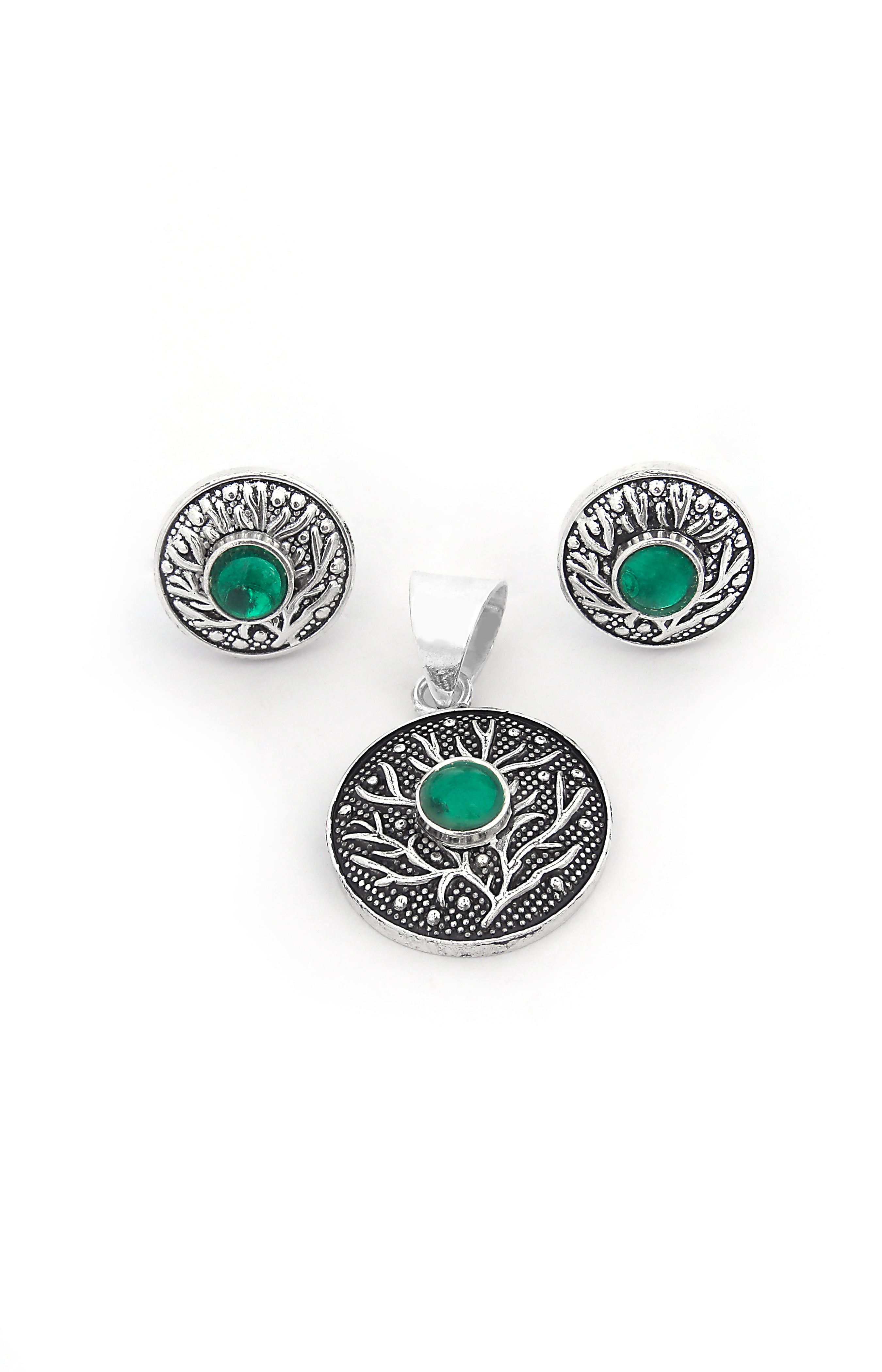 Antique Eternal Roots Silver Pendant Set