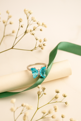 Silver Azure Butterfly Gem Ring