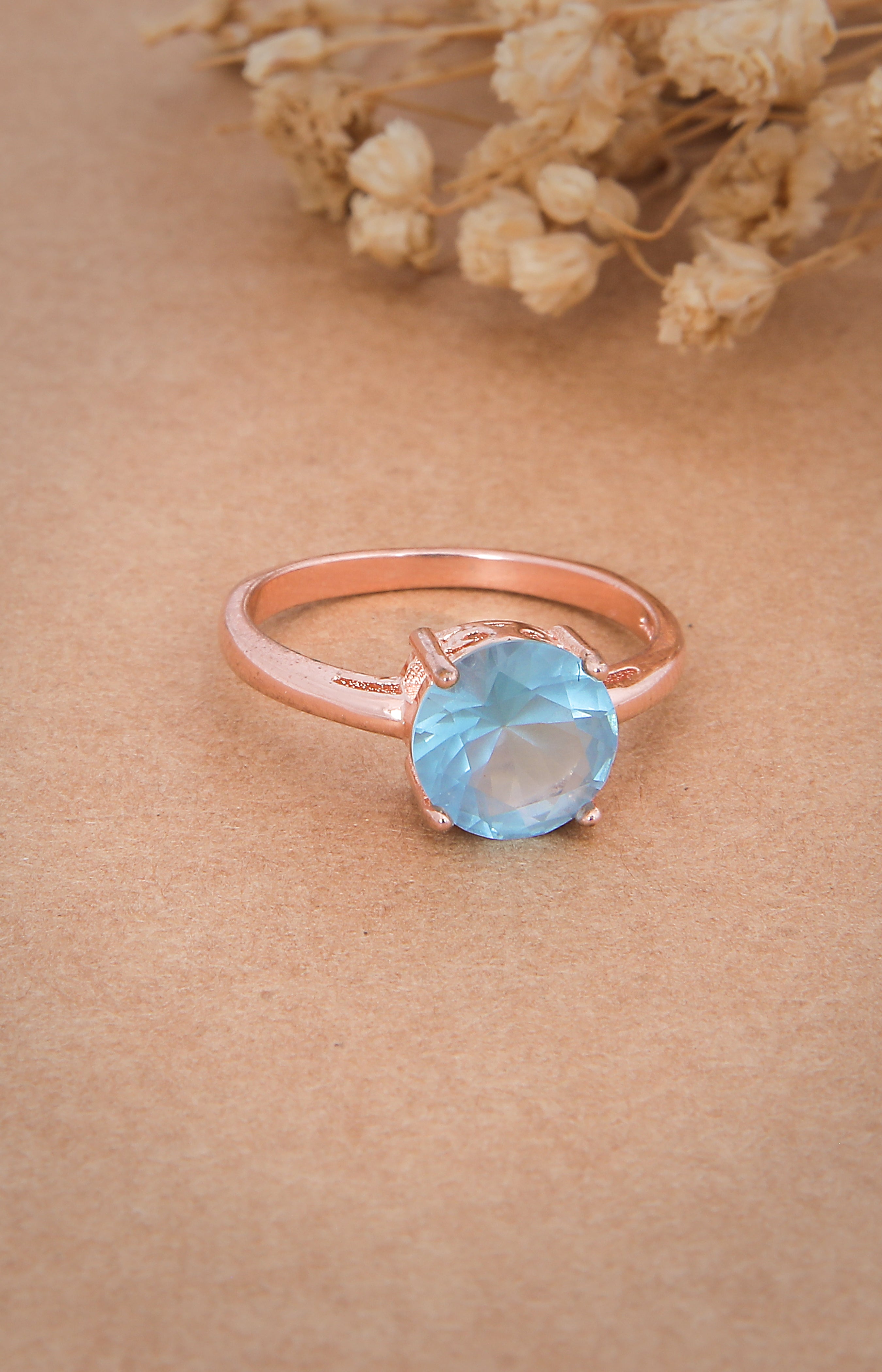 Silver Aqua Bloom Ring