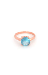 Silver Aqua Bloom Ring