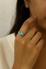 Silver Aqua Bloom Ring