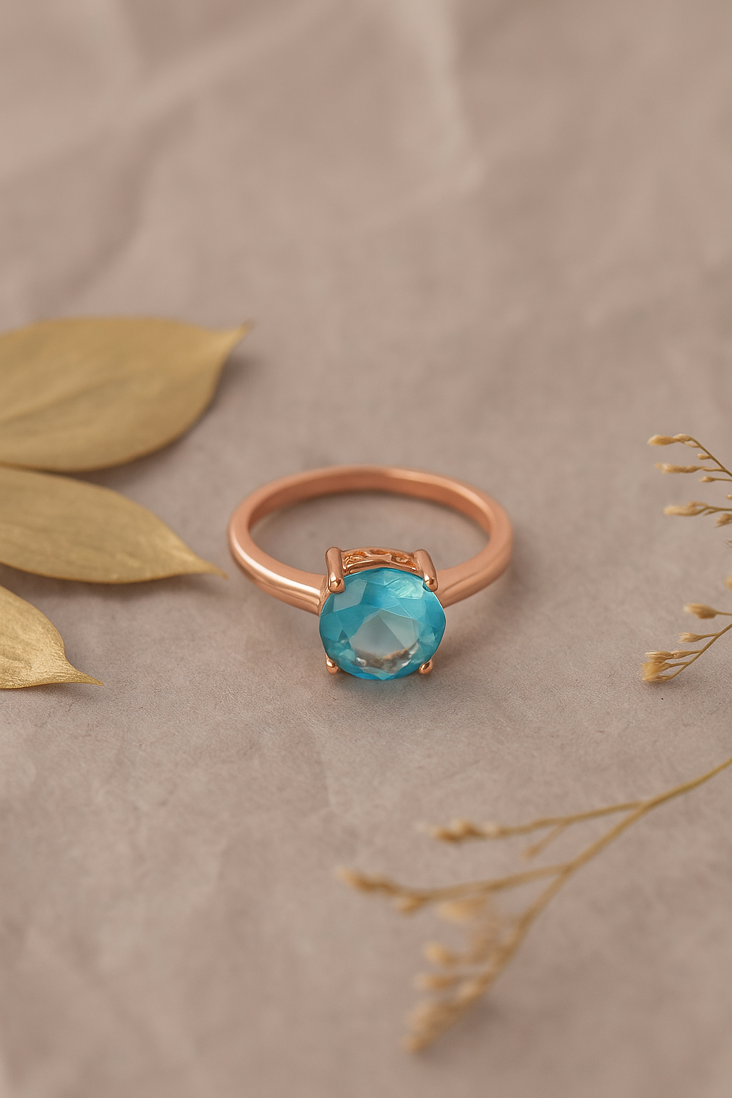 Silver Aqua Bloom Ring