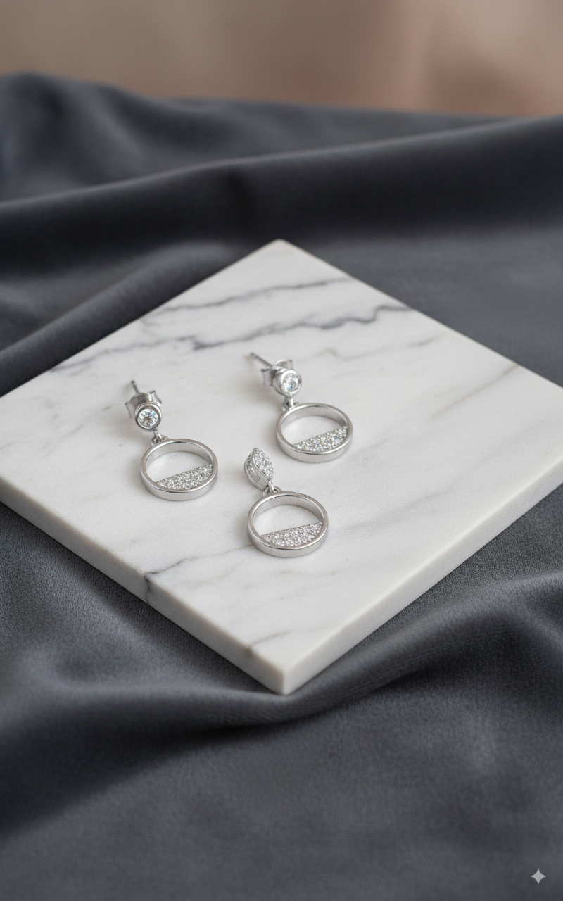 Lunar Glow Silver Pendant Set
