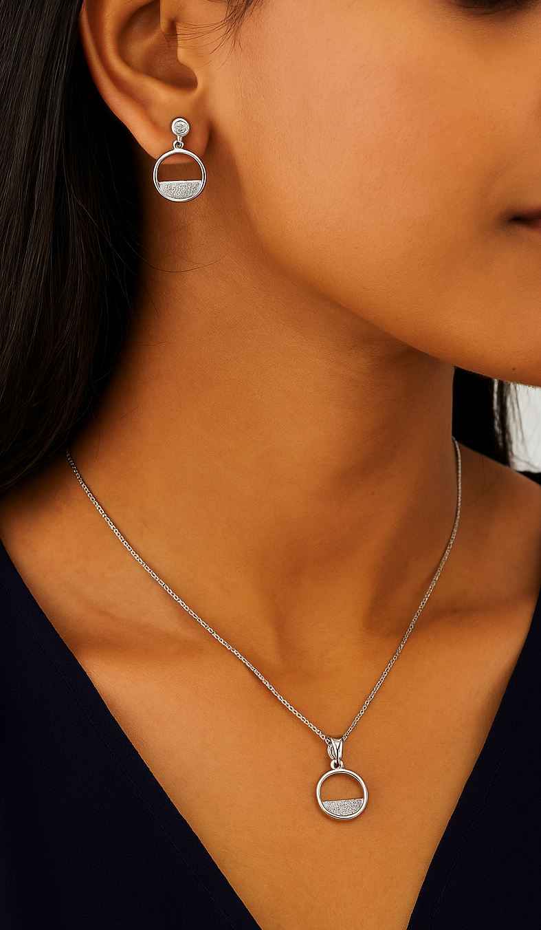 Lunar Glow Silver Pendant Set