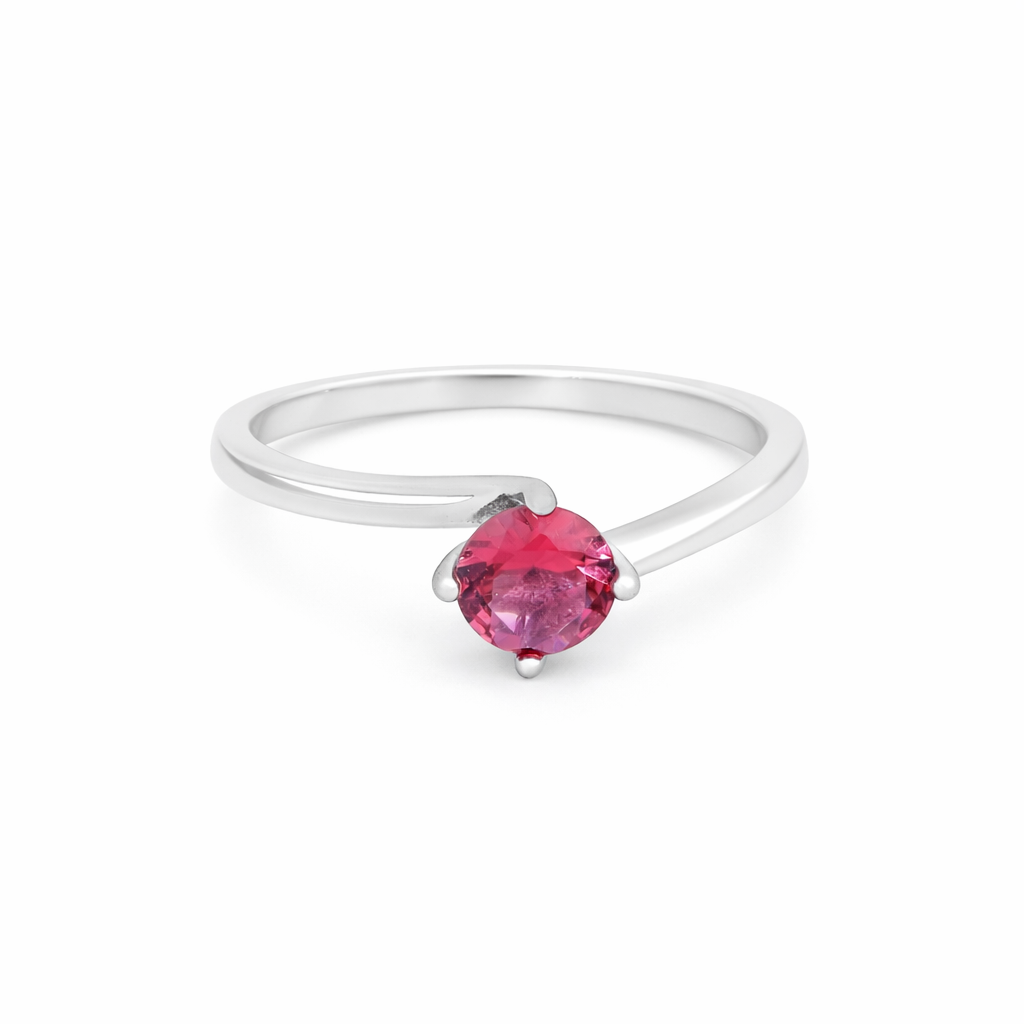 Crimson Bloom Solitaire Ring – Elegant Minimal Adjustable Ring for Women | Romantic Statement Everyday Jewellery