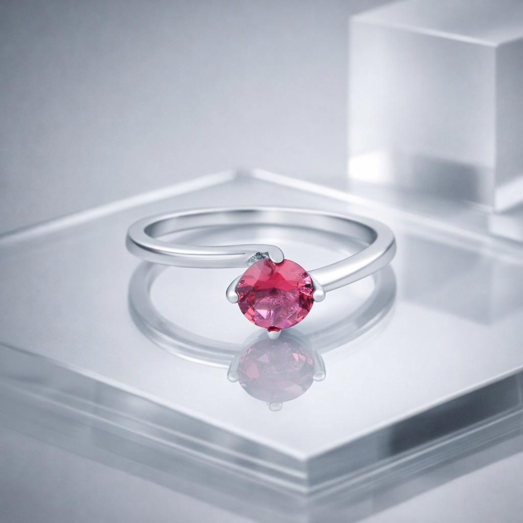 Crimson Bloom Solitaire Ring – Elegant Minimal Adjustable Ring for Women | Romantic Statement Everyday Jewellery