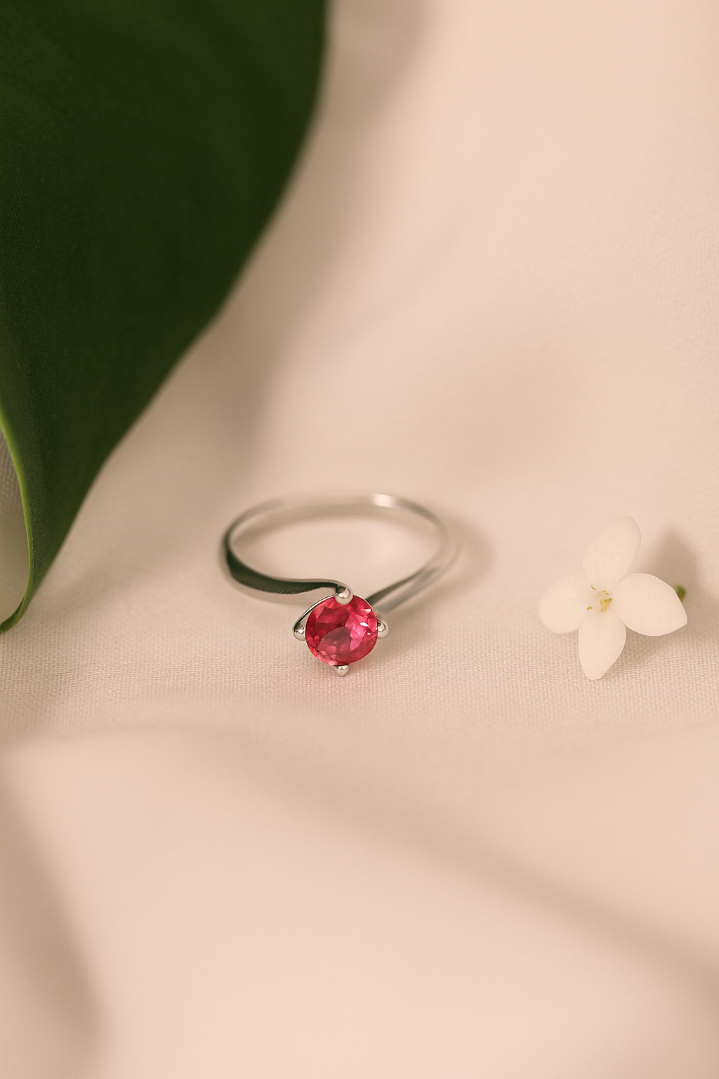 Silver Rose Radiance Twist Ring