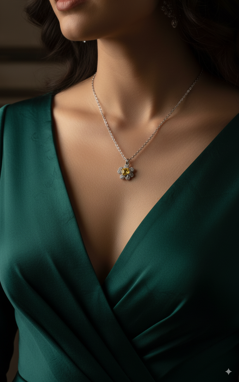 Silver Sunny Bloom Pendant Necklace