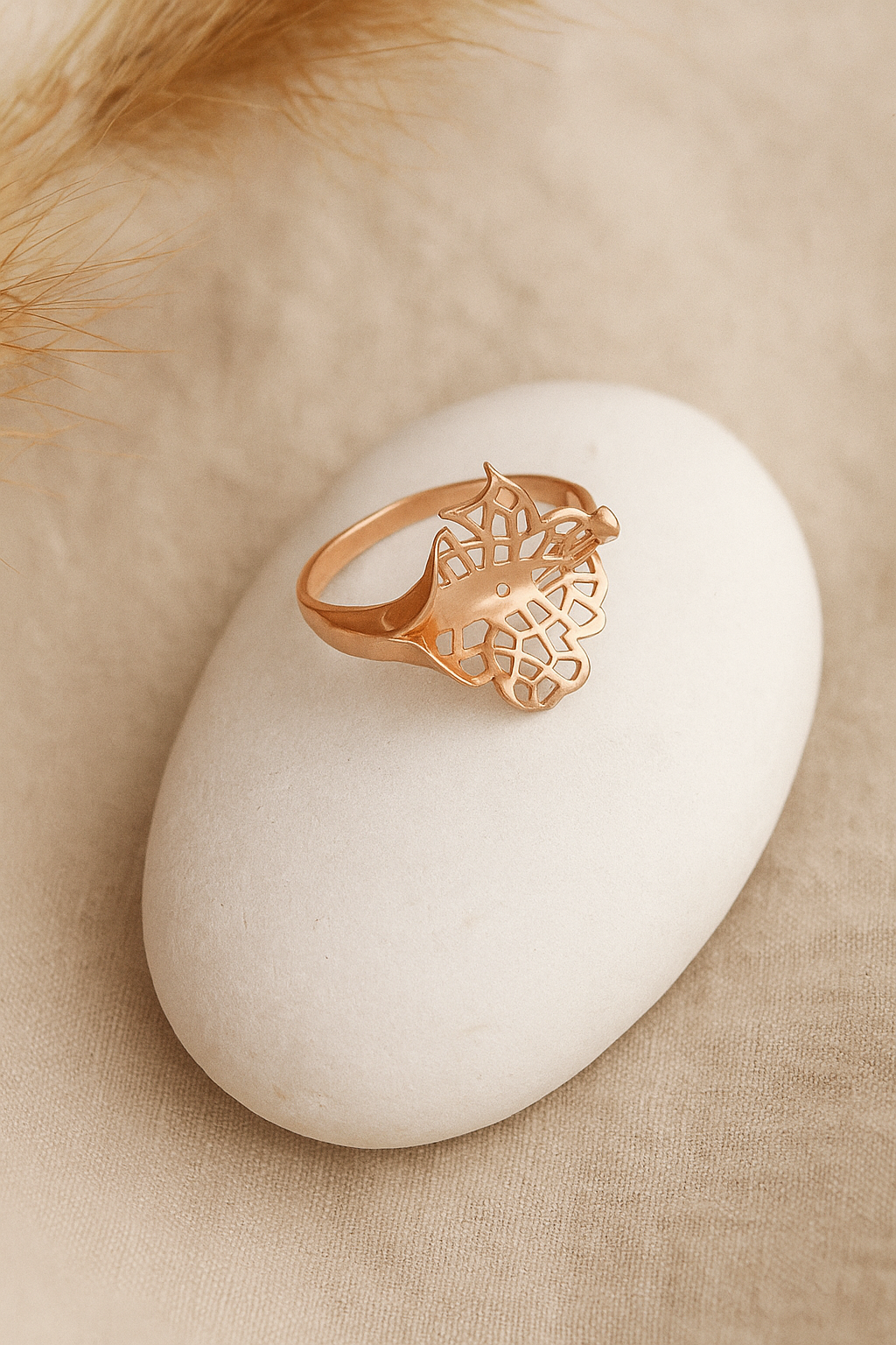 Rose Gold Floral Cutout Ring
