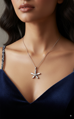 Silver Starlit Bloom Pendant Necklace
