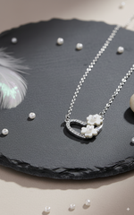 Silver Blossom Heart Pendant Necklace