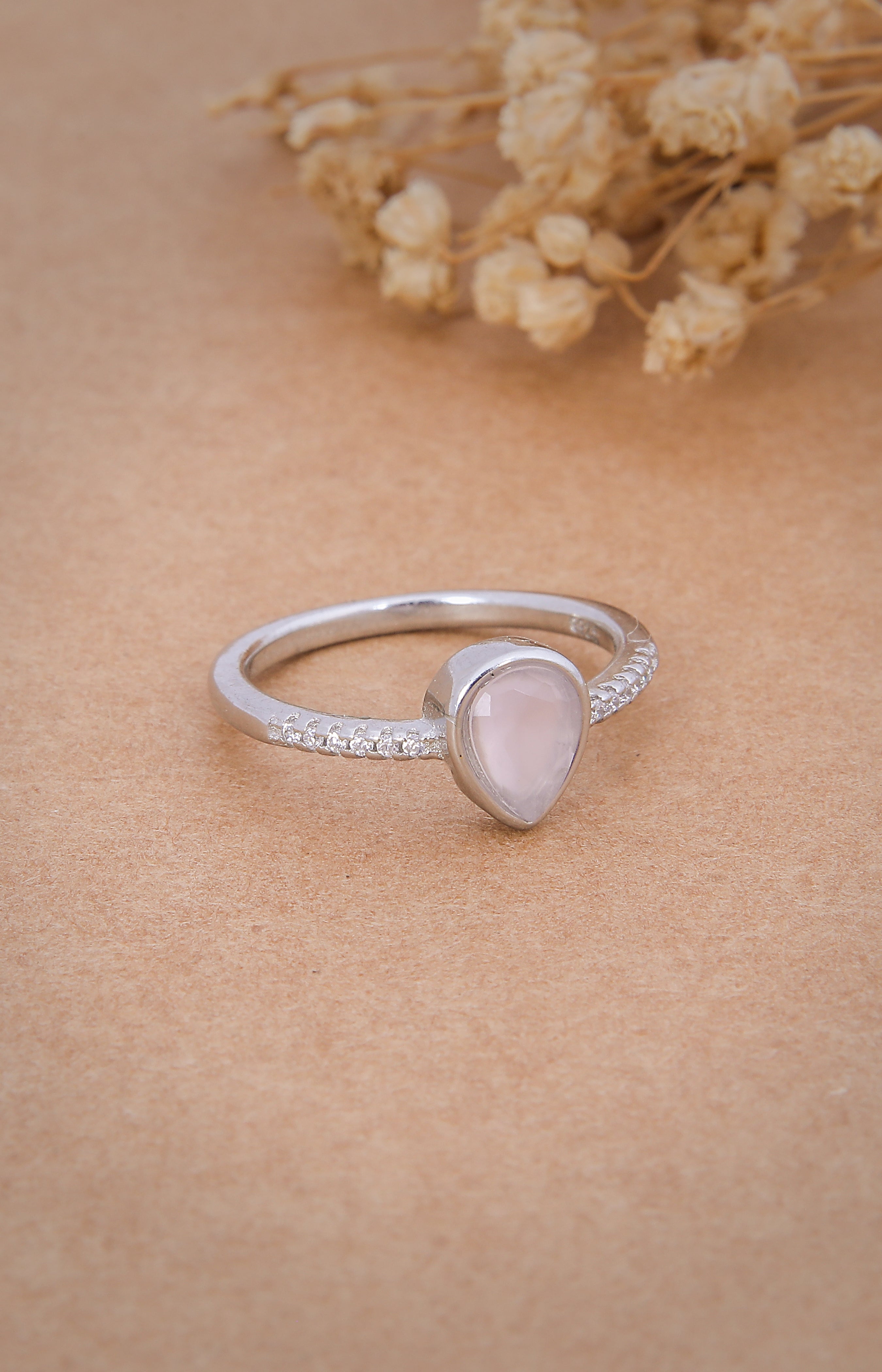 Silver Blush Drop Ring