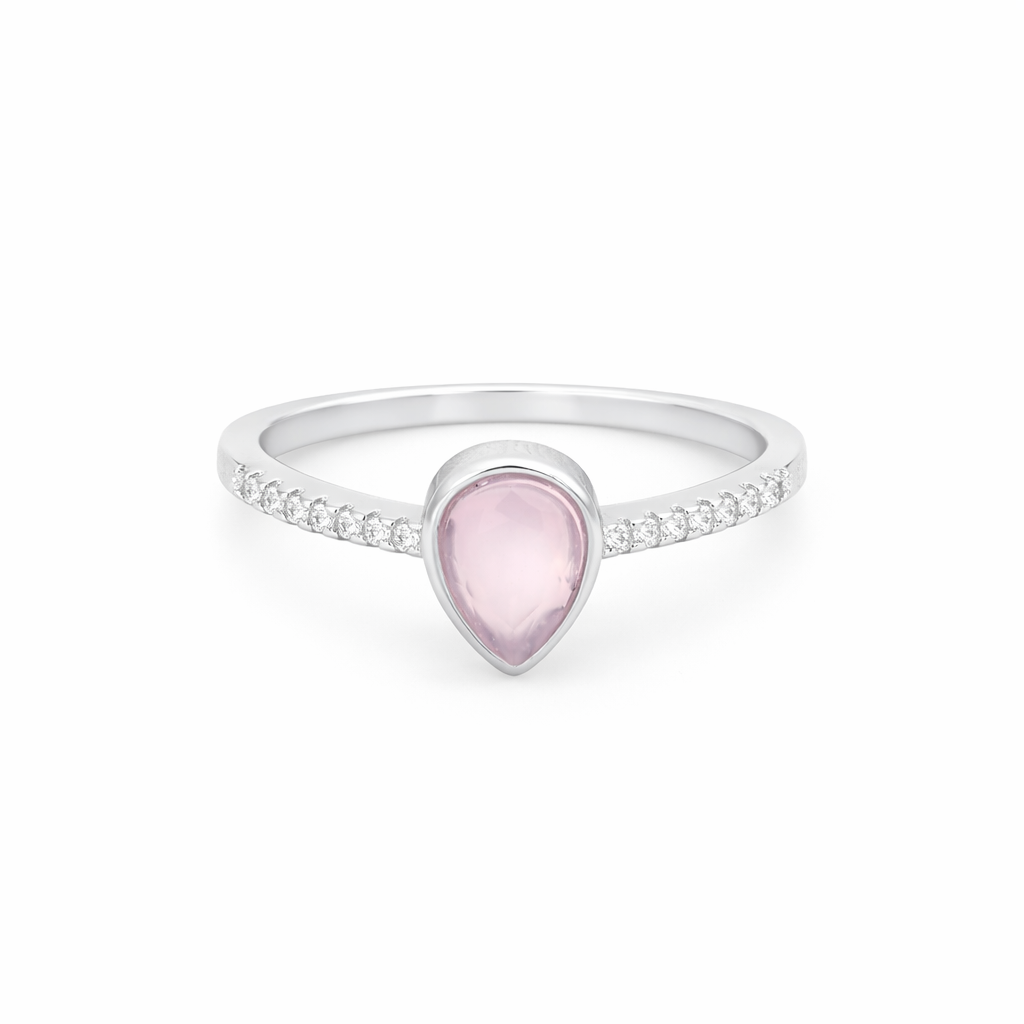 Blush Glow Teardrop Ring – Minimal Elegant Adjustable Ring for Women | Soft Feminine Everyday Jewellery