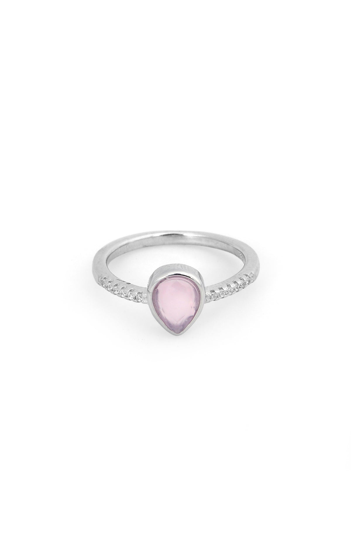 Silver Blush Drop Ring