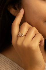 Twin Hearts Wavy Line Ring