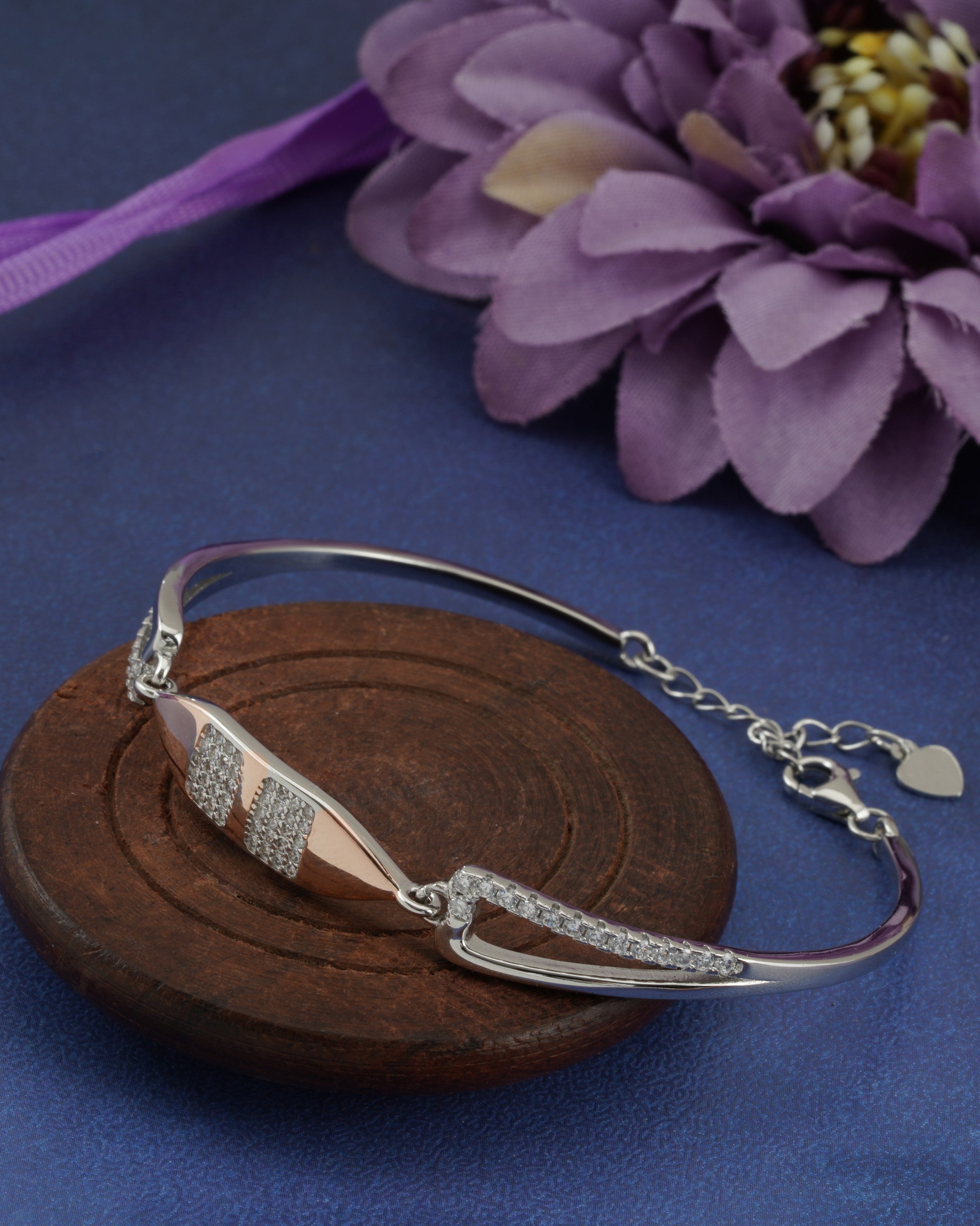Dual-Tone Pavé Center Bar Bracelet