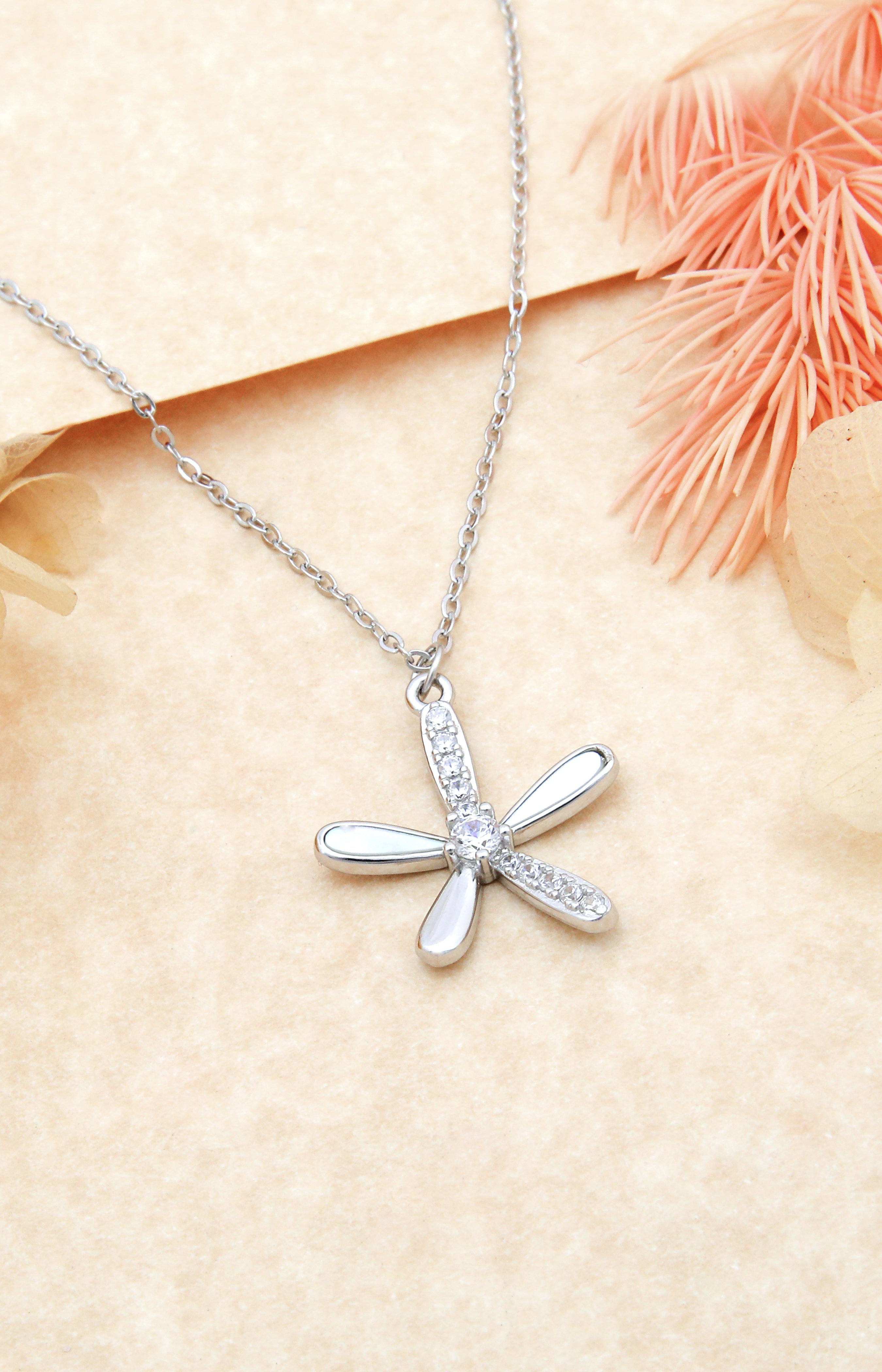 Silver Starlit Bloom Pendant Necklace