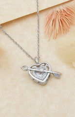 Silver Cupid’s Arrow Heart Pendant Necklace