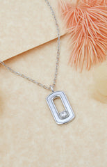 Silver Radiance Rectangle Pendant Necklace