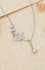 Silver Blooming Vine Pendant Necklace