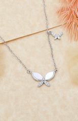 Silver Flutter Duo Butterfly Necklace