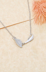 Silver Twin Leaf Pendant Necklace
