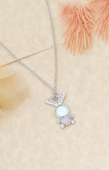 Silver Bunny Charm Pendant Necklace