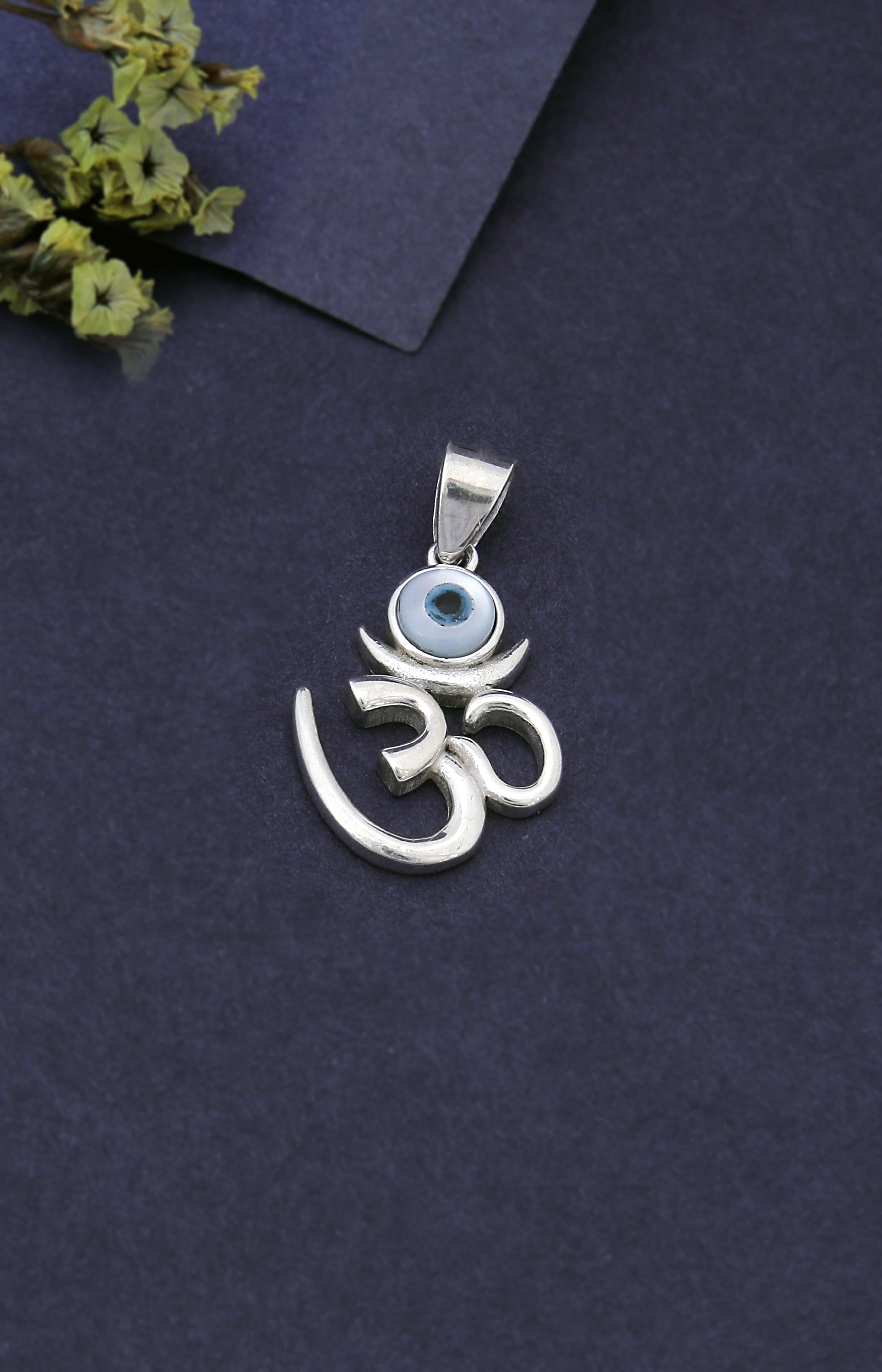 Silver Om Evil Eye Pendant