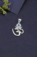 Silver Om Evil Eye Pendant