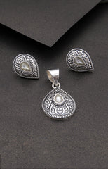 Antique Paisley Silver Pendant Set