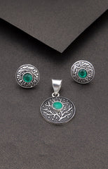 Antique Eternal Roots Silver Pendant Set