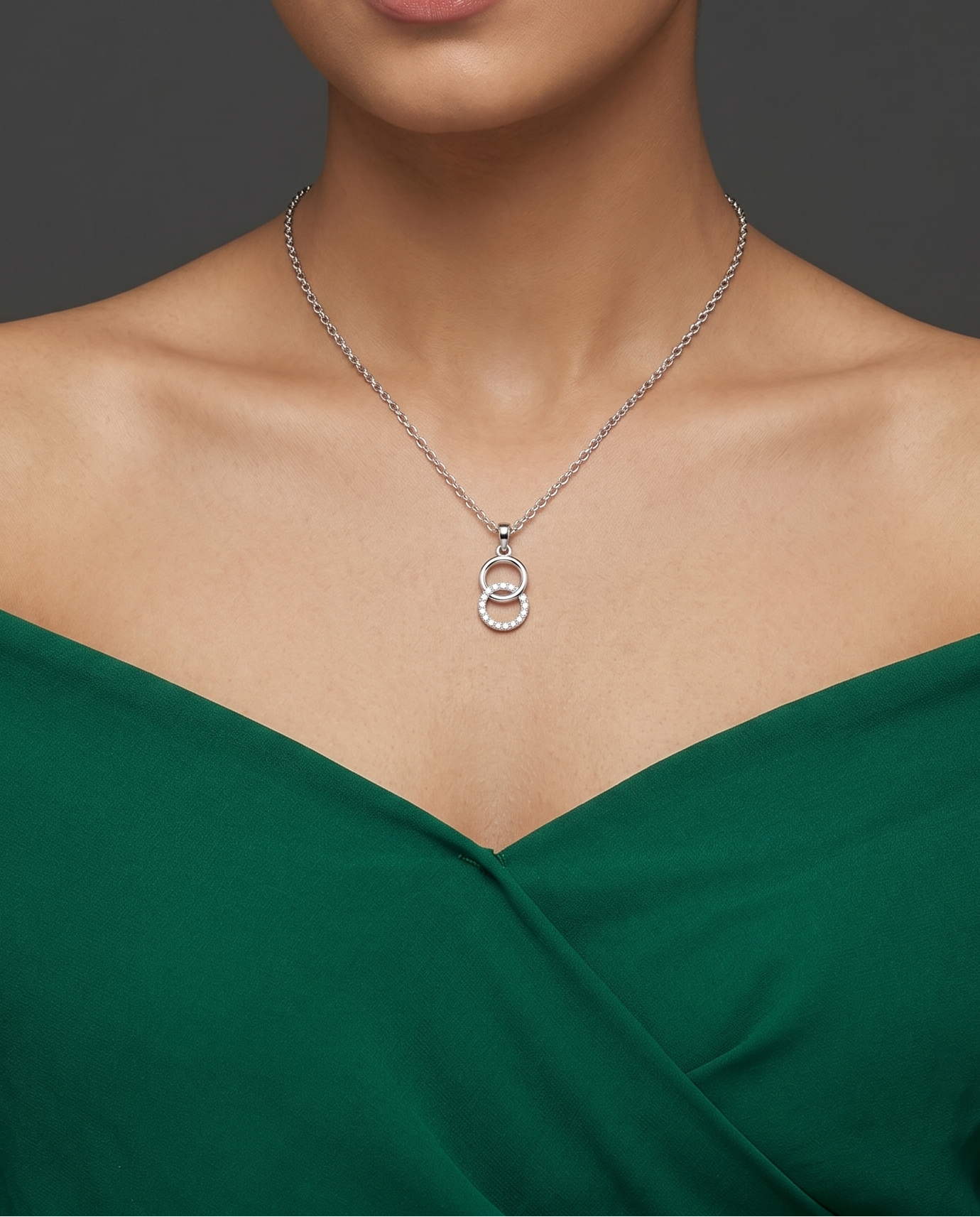 Interlock Halo Pendant Necklace